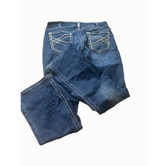 Ariat R.E.A.L. Denim Mid Rise Bootcut Womens Jeans Sz 32R Blue Distressed Style - Picture 9 of 10